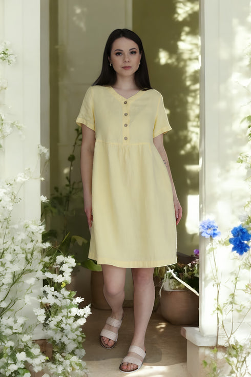 Linen maternity dress with short sleeves and side pockets Milano from Baltic Linen